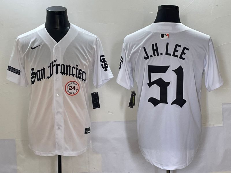 Men 2025 San Francisco Giants #51 J.H.Lee White Five generations Joint Name Nike MLB Jersey style 8